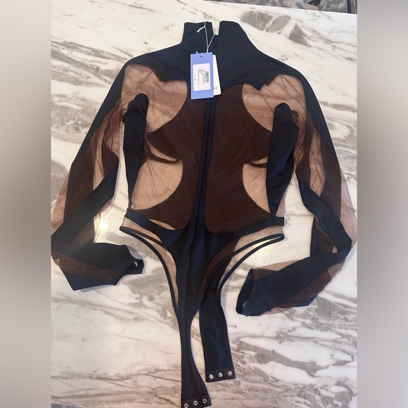 MUGLER
Jersey & tulle high neck bodysuit - Picture 5 of 11